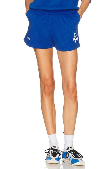 Sporty & Rich x Dodgers LA Serif Disco Short in Team Blue