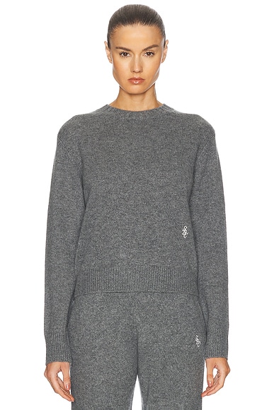 Sporty & Rich Cashmere Crewneck Sweater in Heather Gray