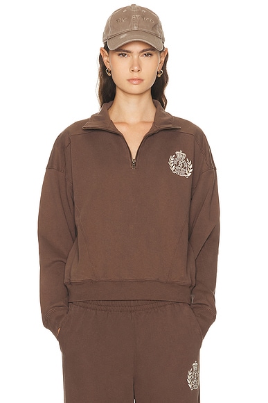 NY Crest Embroidered Quarter Zip Sweatshirt