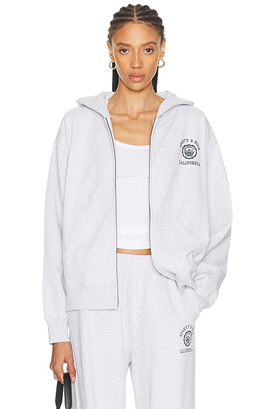 Sporty & Rich California Emblem Zip Hoodie in Heather Gray