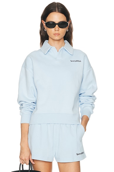 Serif Logo Embroidered Polo Sweatshirt