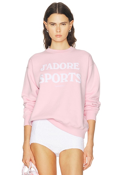 Sporty & Rich J'adore Flocked Crewneck Sweatshirt in Laffy & White