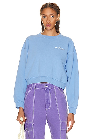 SPORTY AND RICH RIZZOLI FLOCKED CROPPED CREWNECK SWEATSHIRT