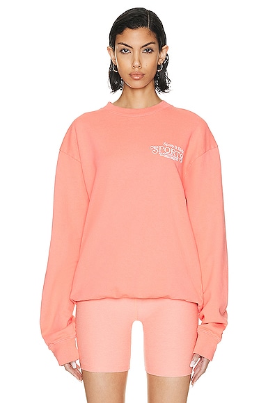 Shop Sporty And Rich Bardot Sports Crewneck Sweatshirt In Strawberry & White