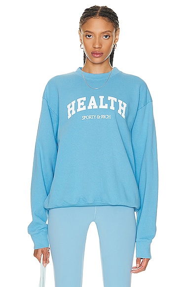 Sporty & Rich Health Ivy Crewneck Sweatshirt in Baby Blue