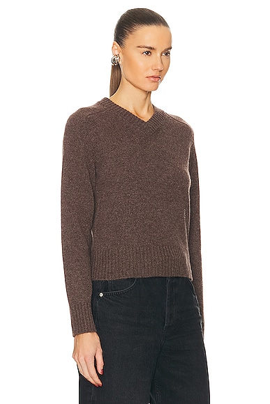 Shop Sporty And Rich V Neck Cashmere Sweater In Brown