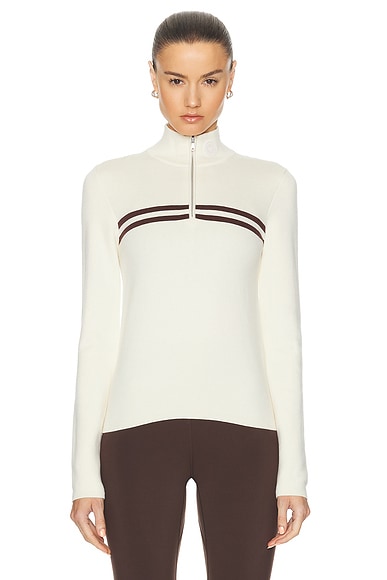 Shop Sporty And Rich Minimal Quarter Zip Jacket In Cream