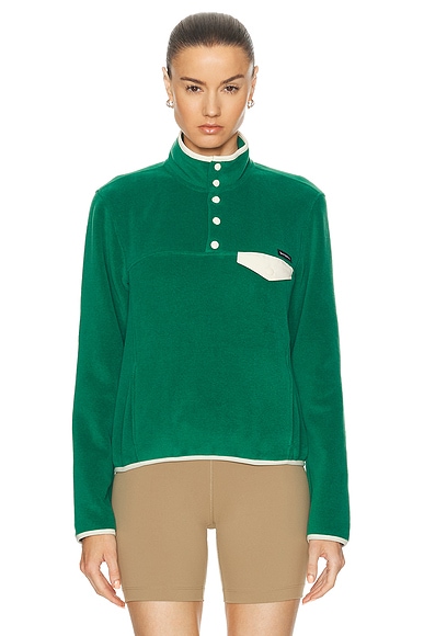 Sporty & Rich Buttoned Polar Sweatshirt in Green & Cream