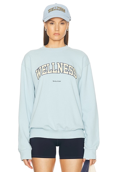 Sporty Rich Wellness Ivy Crewneck Sweatshirt in China Blue Almond Navy FWRD