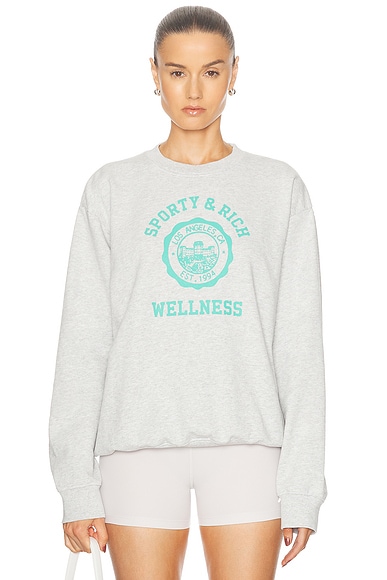 The Great College Sweatshirt in Varsity Grey With Bouquet Embroidery FWRD