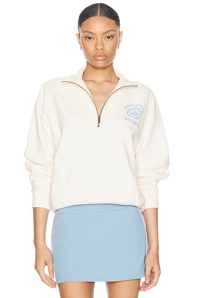 Blue & white quarter zip crop sweatshirt shop