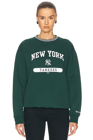 Sporty & Rich League Crewneck Sweater in Forest