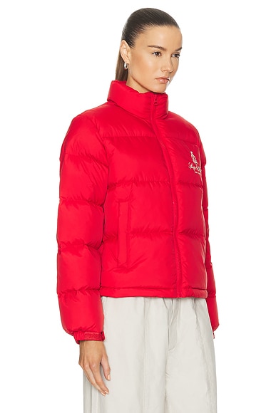 Shop Sporty And Rich Vendome Puffer Jacket In Sports Red & Cream