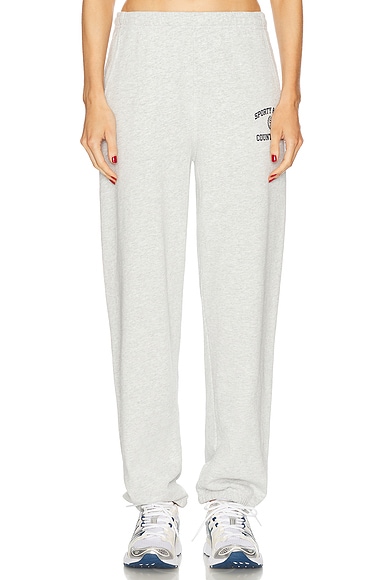 Sporty & Rich Varsity Crest Sweatpant in Heather Gray & Navy