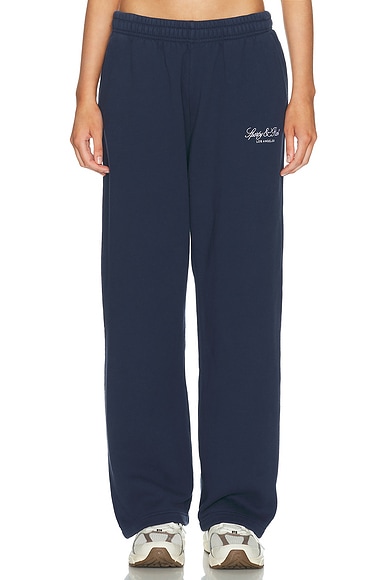 Sporty & Rich Vendome LA Embroidered Wide Sweatpant in Dark Navy
