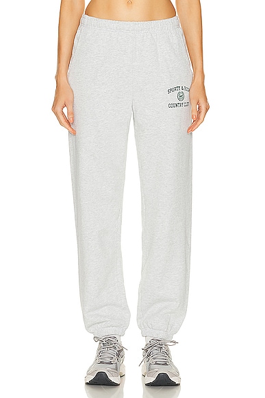 Sporty & Rich Varsity Crest Sweatpant in Heather Gray