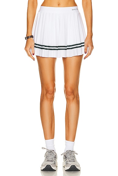 Sporty & Rich Classic Logo Pleated Skirt in White