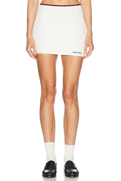 Sporty & Rich Serif Logo Mini Cable Skirt in Off White