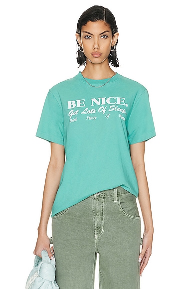 Sporty & Rich Be Nice T-shirt in Faded Teal & White | FWRD