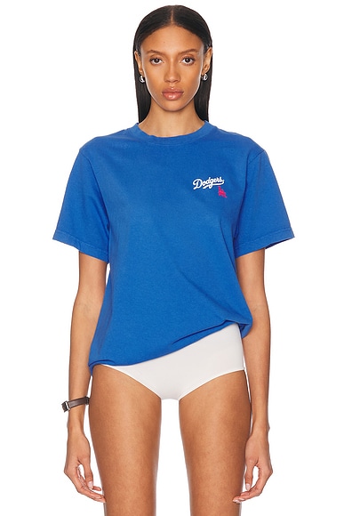 Sporty & Rich X LA Dodgers Serif Tee in Team Blue