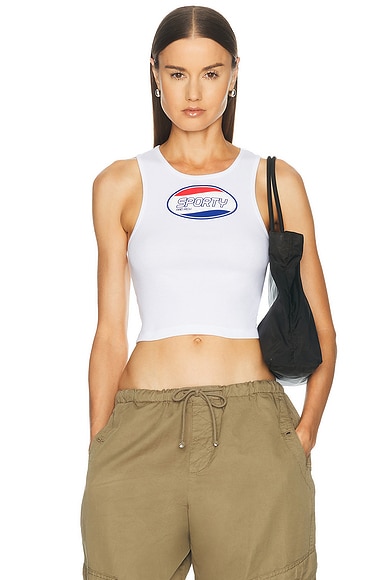 Sporty & Rich Britney Ribbed Baby Tank Top in White