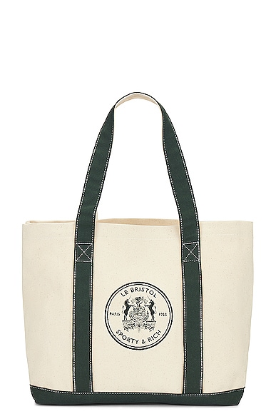 Sporty & Rich X Le Bristol Paris Bristol Crest Tote Bag in Natural