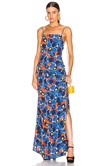 Staud Parrot Geometric-print Maxi Dress In Abstract Peach Navy | ModeSens
