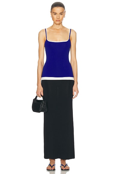 Staud Ignacio Dress in Deep Sea, Black, & Ivory