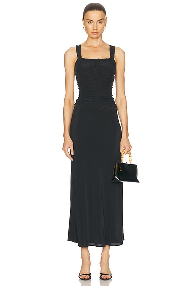 Staud Nic Silk Maxi Dress in Black