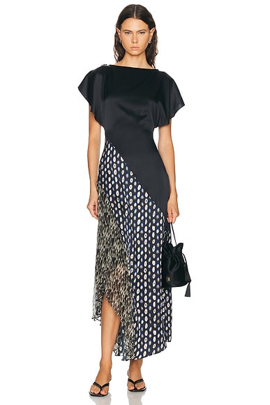 Staud Fawn Silk Dress in Black Multi