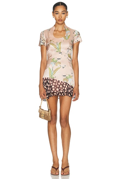 Staud Rae Silk Dress in Tapestry Rose