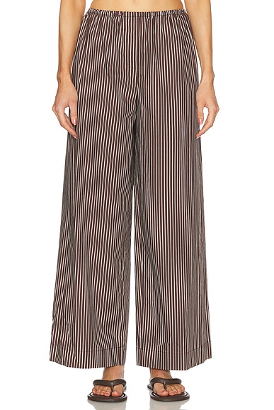 Staud Bonfire Pant in Dark Oak Micro Stripe