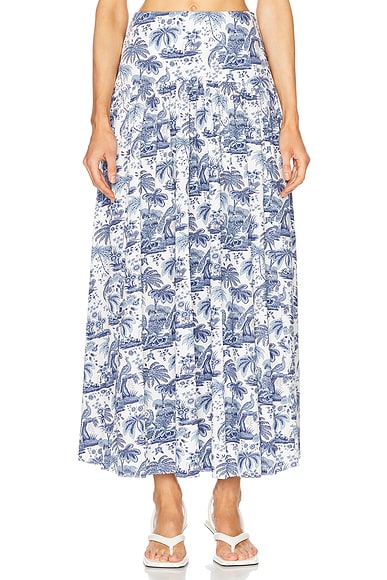 Staud Procida Skirt in Blue Toile