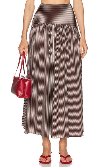 Staud Procida Skirt in Dark Oak Micro Stripe | FWRD