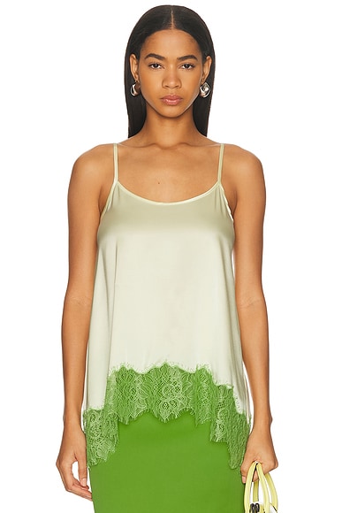 Staud Chloe Silk Cami Top in Key Lime & Sprout