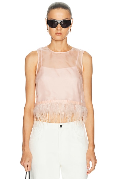 Staud Avi Silk Top in Sandrose