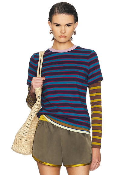 Staud Dillon Tee in Potter Stripe Multi