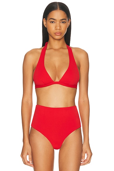 Staud Irina Bikini Top in Red Rose