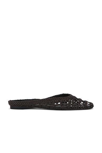 Staud Otto Hand-Knotted Flat Mule in Espresso
