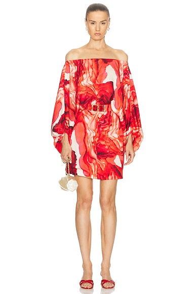 Zimmermann Bowie Off Shoulder Dress in Lilac Floral FWRD