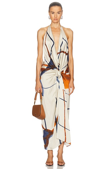 SILVIA TCHERASSI Guadalupe Dress in Cobalt Copper Abstract