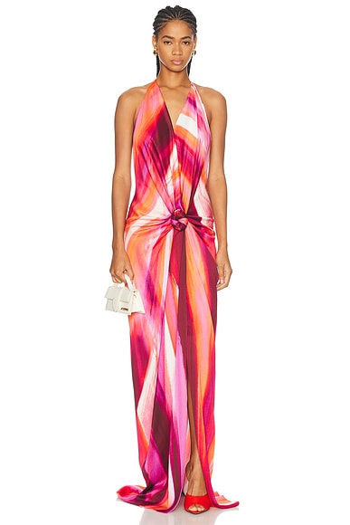 SILVIA TCHERASSI Jazmin Dress in Magenta Abstract Waves