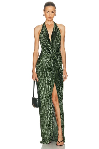 SILVIA TCHERASSI Torgiano Dress in Hunter Green