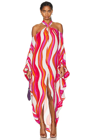 SILVIA TCHERASSI Jacqueline Kaftan in Fuchsia Abstract Waves | FWRD