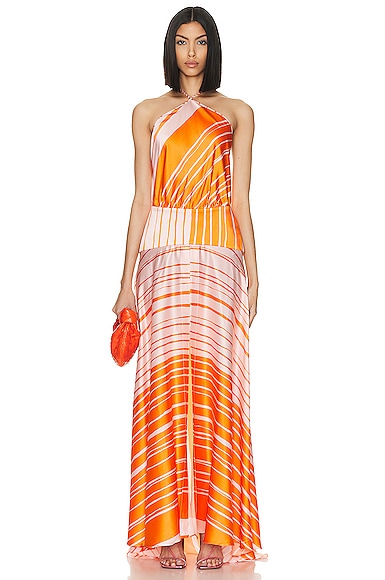 SILVIA TCHERASSI Agnese Dress in Orange & Pink Stripe