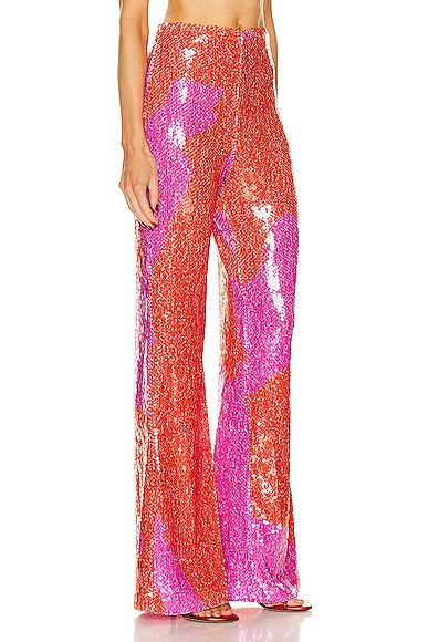 Shop Silvia Tcherassi Avellino Pant In Pink Red Marble