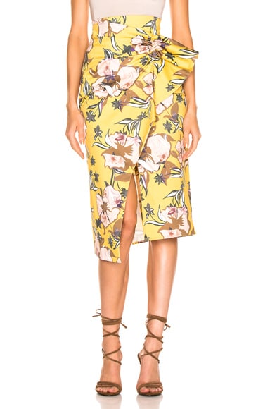 SILVIA TCHERASSI Guzmania Skirt in Botanical Yellow FWRD