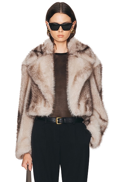 Sportmax Quantum Faux Fur Jacket in Mud