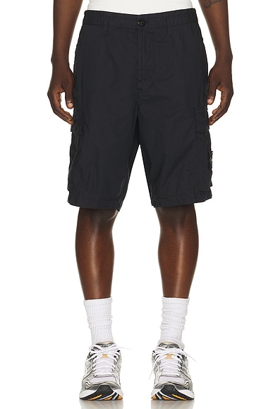 Stone Island Garment Dyed Cargo Bermuda Shorts in Navy Blue