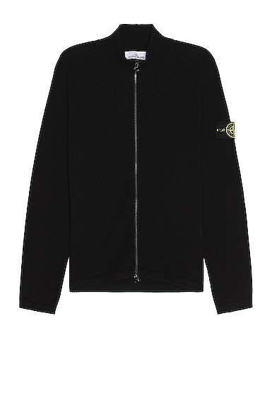 Stone Island Zip Up Sweater In Black | ModeSens